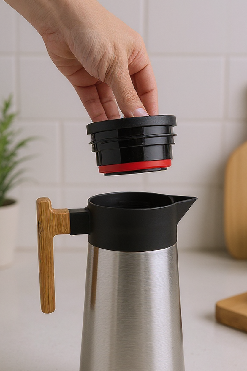 North - Bambu Saplı Çelik Termos Inox 2 Litre