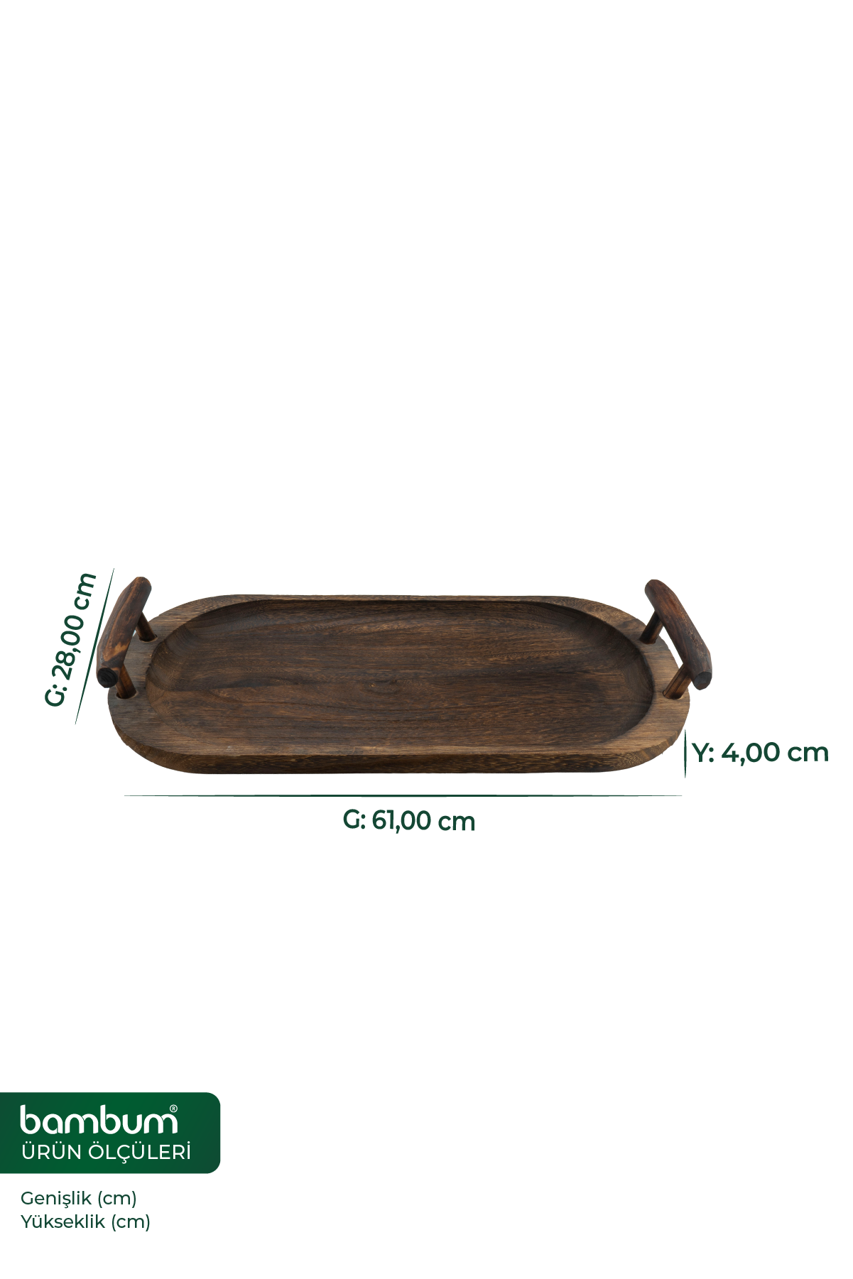 Bavola - Kulplu Tepsi Oval Büyük