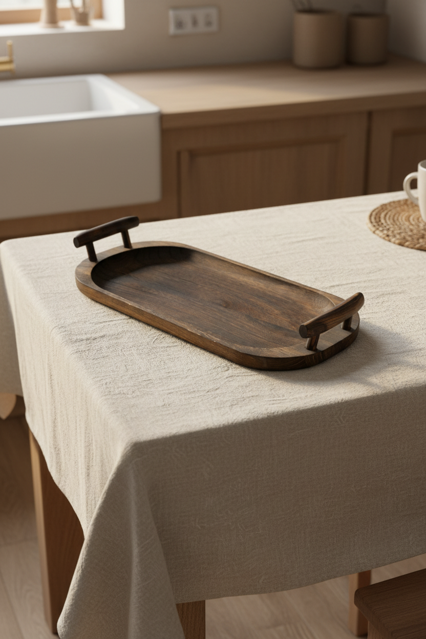 Bavola - Kulplu Tepsi Oval Büyük