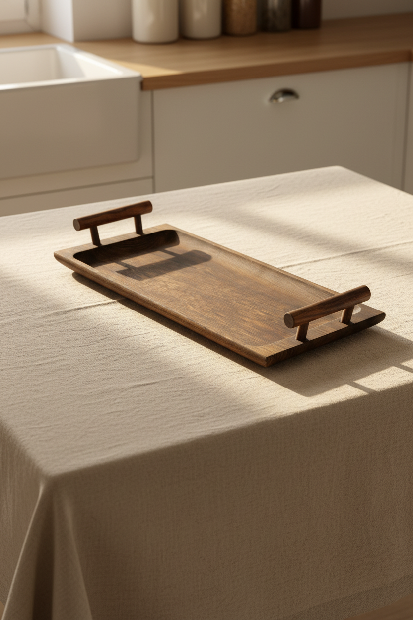 Bavola - Kulplu Tepsi Dikdörtgen Büyük