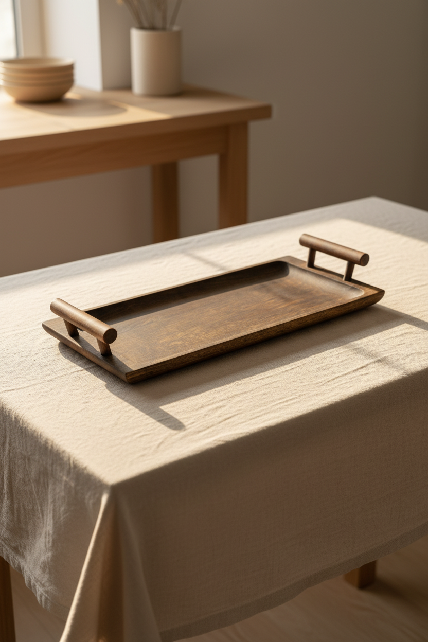 Bavola - Kulplu Tepsi Dikdörtgen Büyük