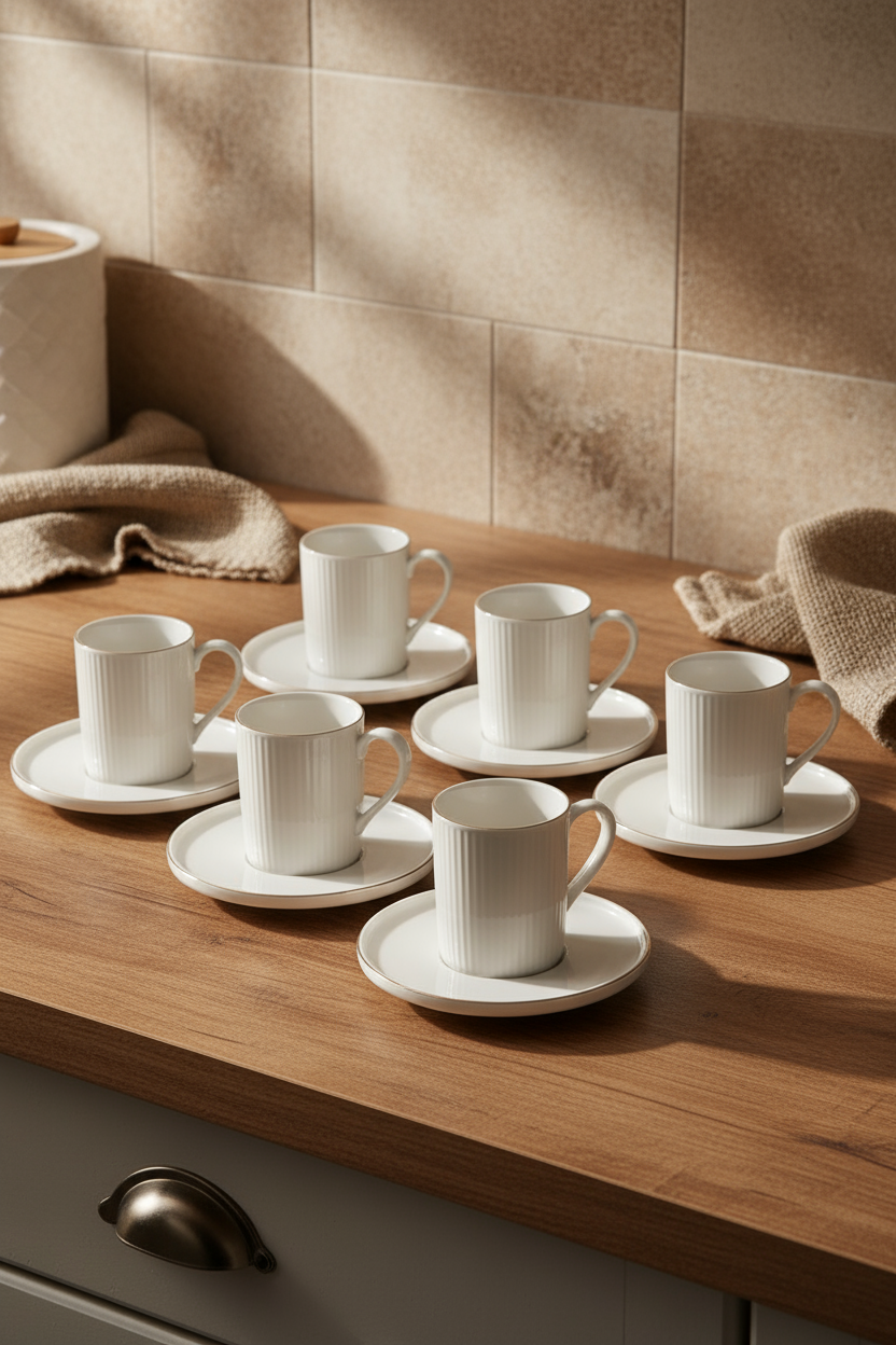 Icon - 6 Kişilik Kahve Fincan Takımı Altın