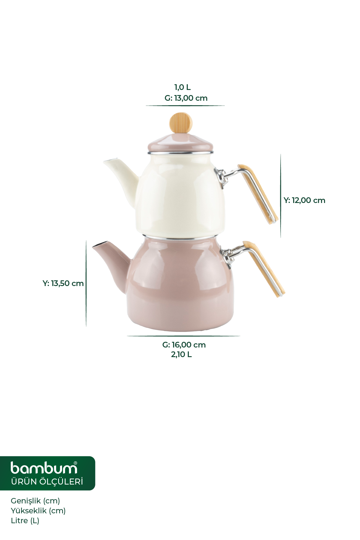 Nostalji - Ahşap Kulplu Çaydanlık Takımı Toprak