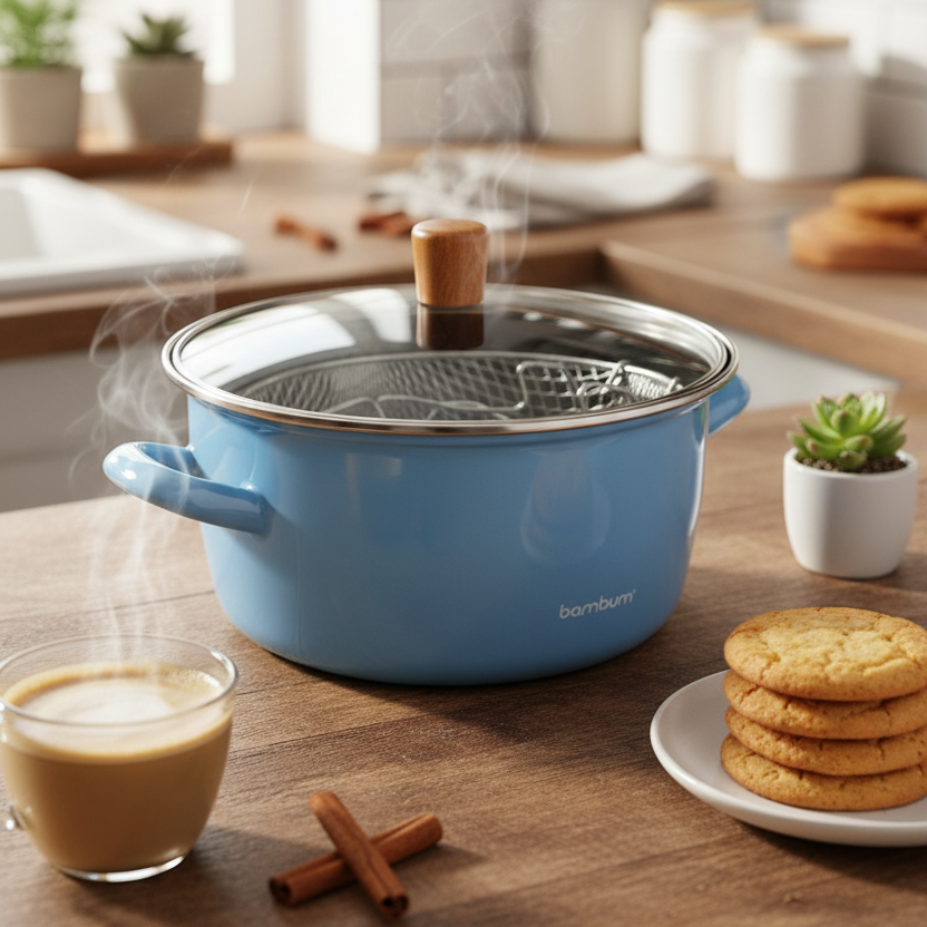 Nostalji - Kızartma Tenceresi Mavi 22 cm