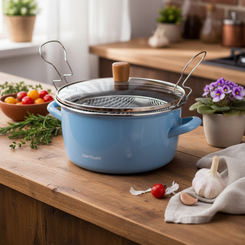 Nostalji - Kızartma Tenceresi Mavi 22 cm