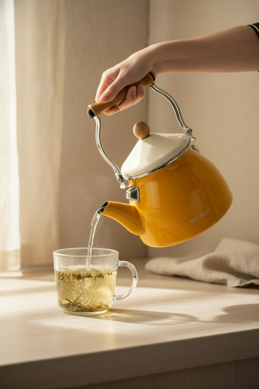 Nostalji - Ahşap Saplı Kettle Hardal