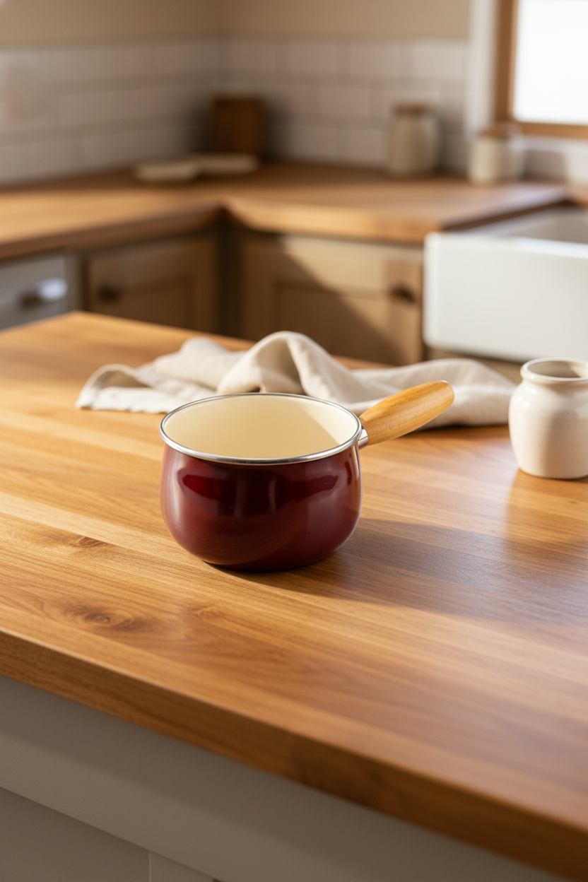 Nostalji - Ahşap Saplı Tava Bordo 14 cm