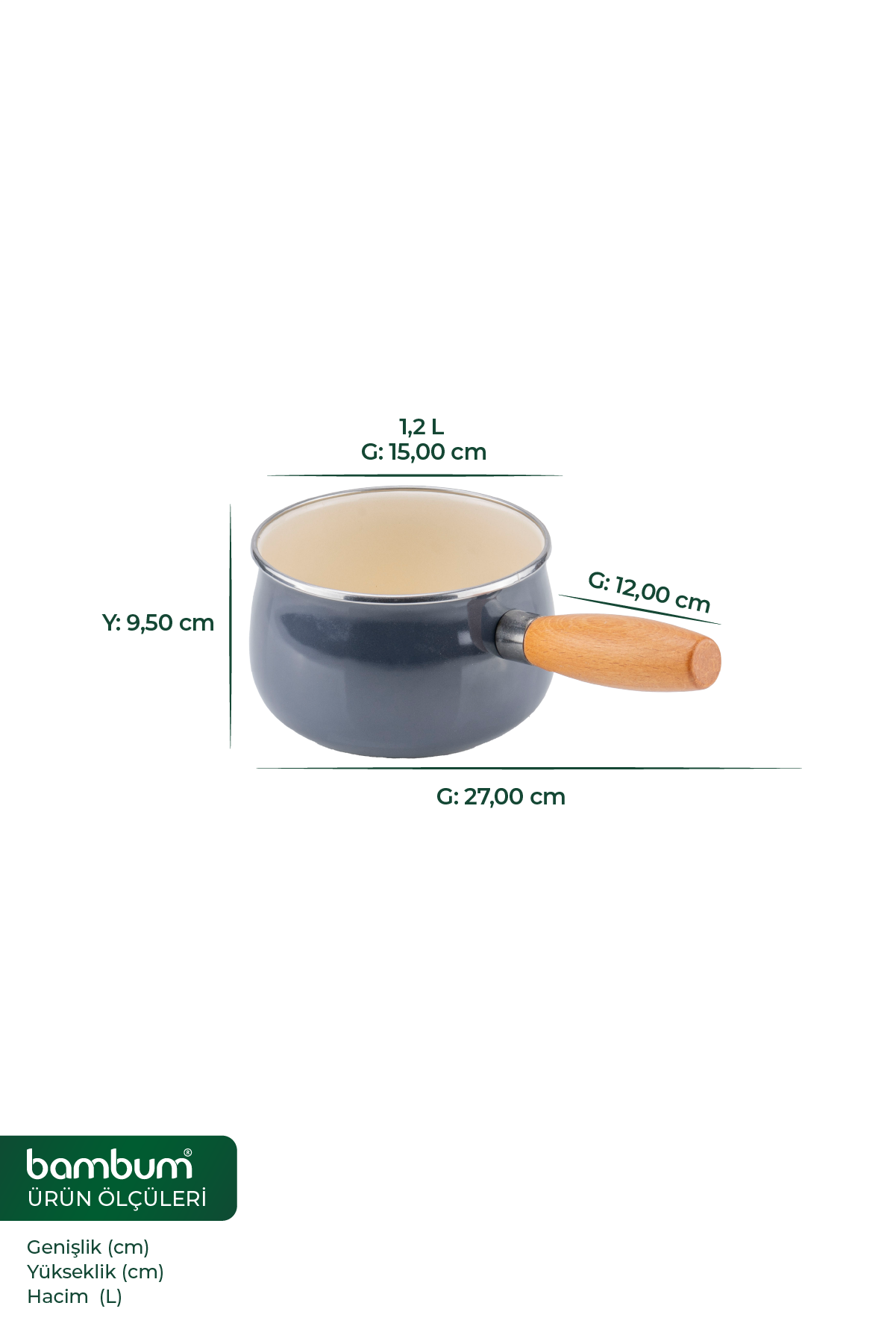 Nostalji - Ahşap Saplı Tava Koyu Gri 14 cm