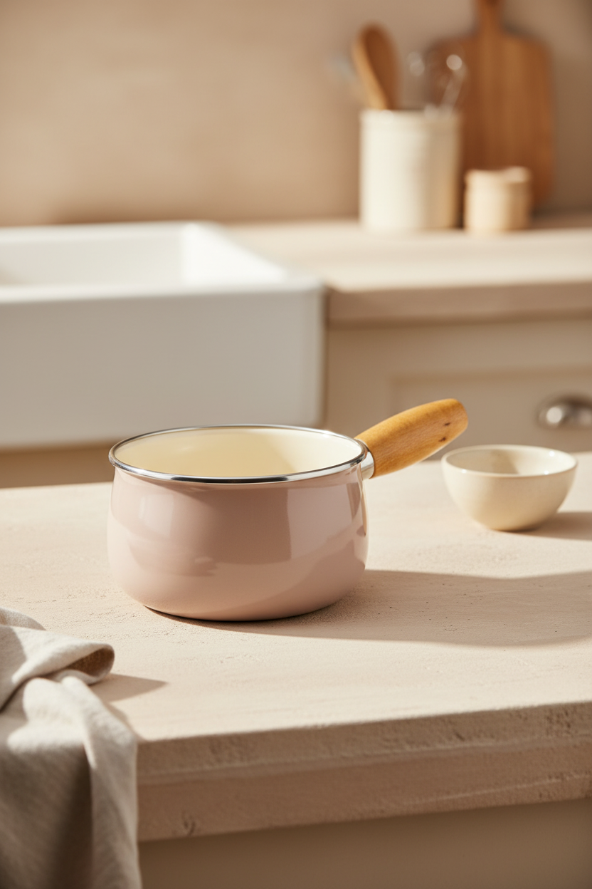 Nostalji - Ahşap Saplı Tava Toprak 14 cm