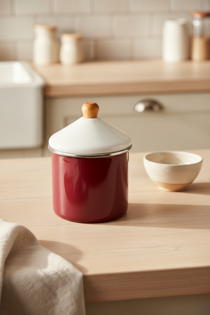 Nostalji - Ahşap Saplı Baharatlık Bordo 12 cm