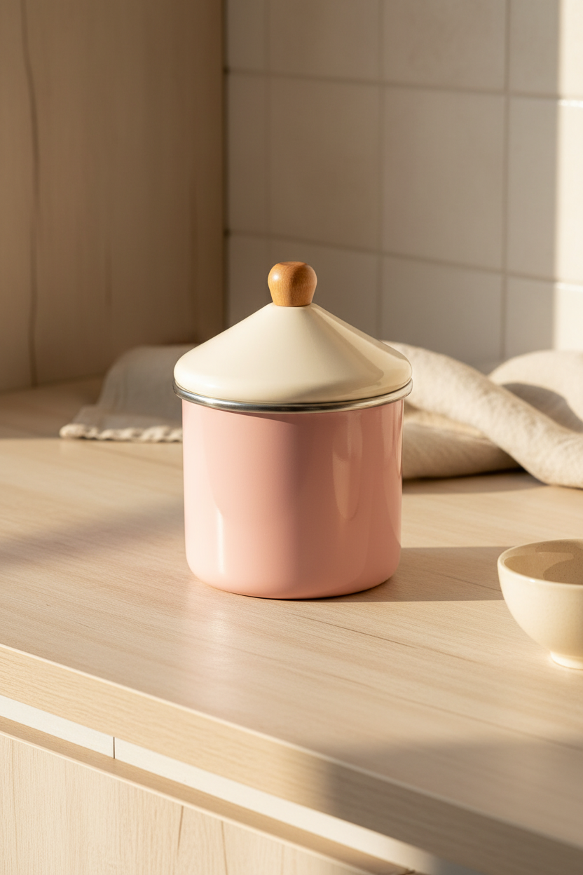 Nostalji - Ahşap Saplı Baharatlık Seker Pembe 12 cm