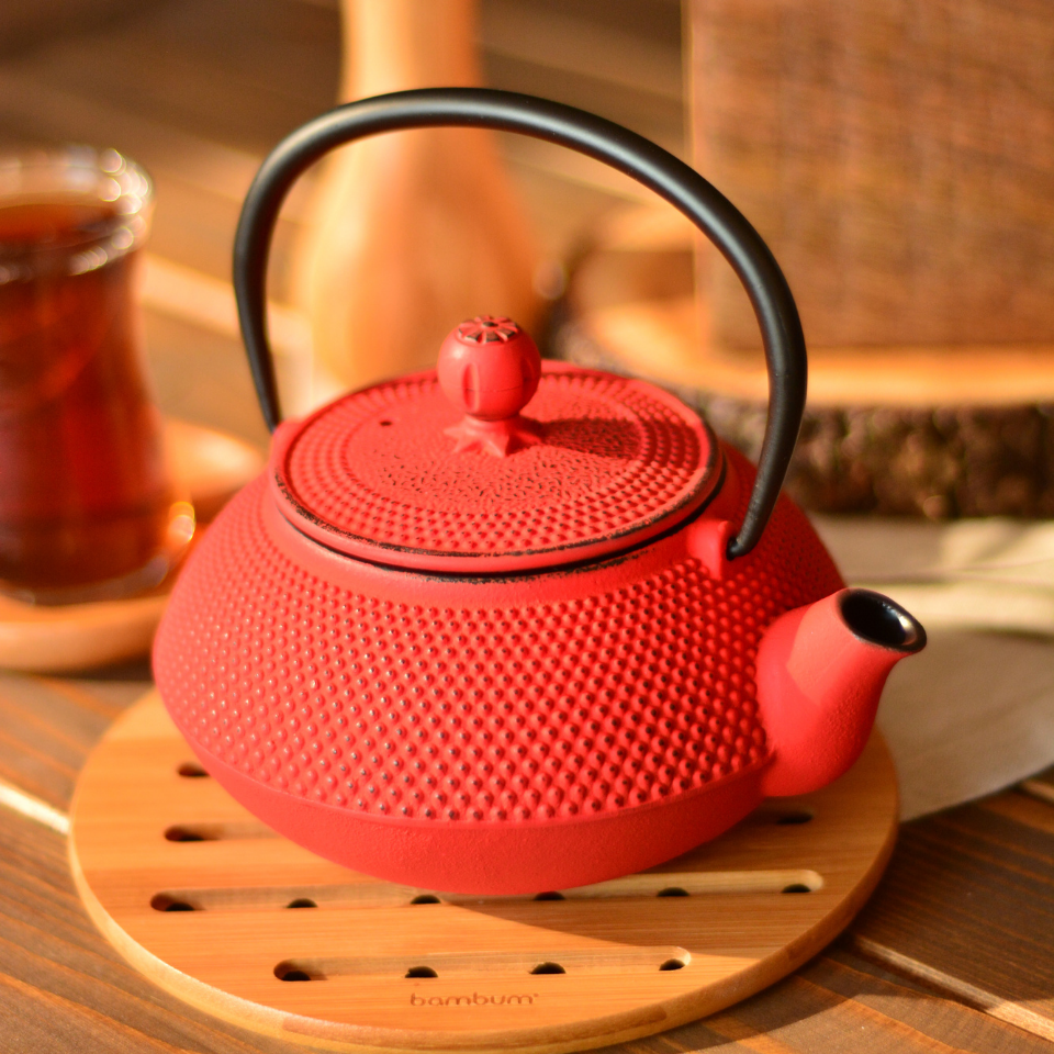 Linden - Sümbül Döküm Demlik 750 ml Kırmızı