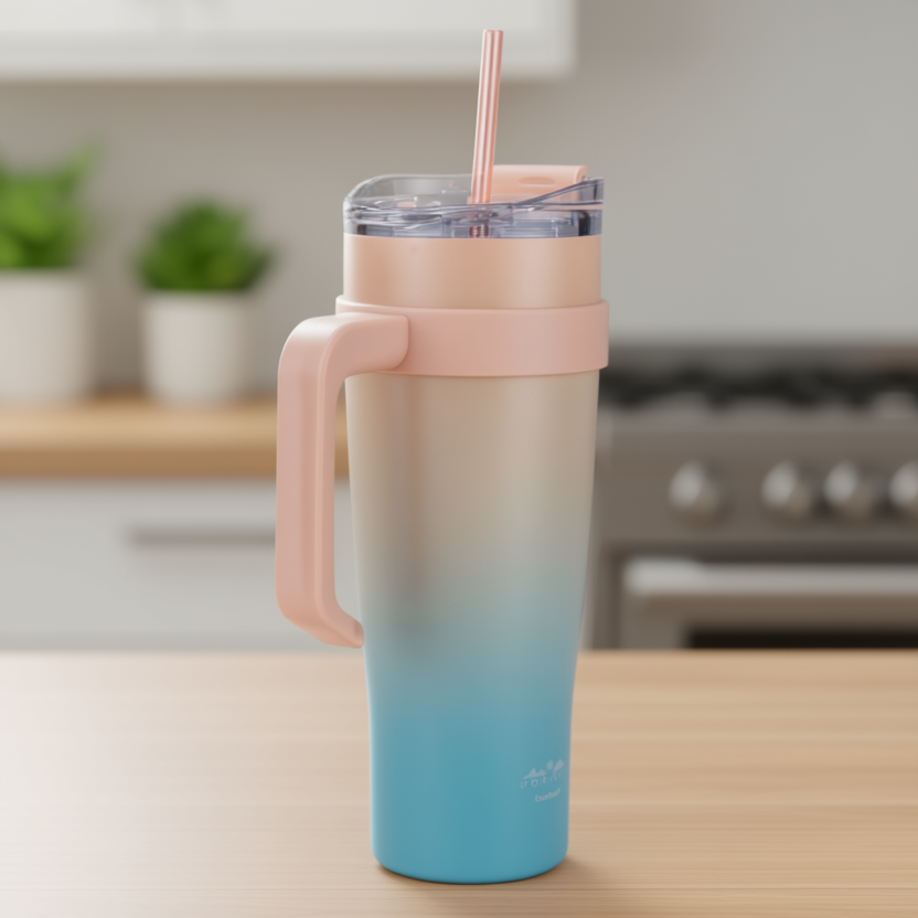 Horizon - Pipetli Termos Bardak Turkuaz 1000ml