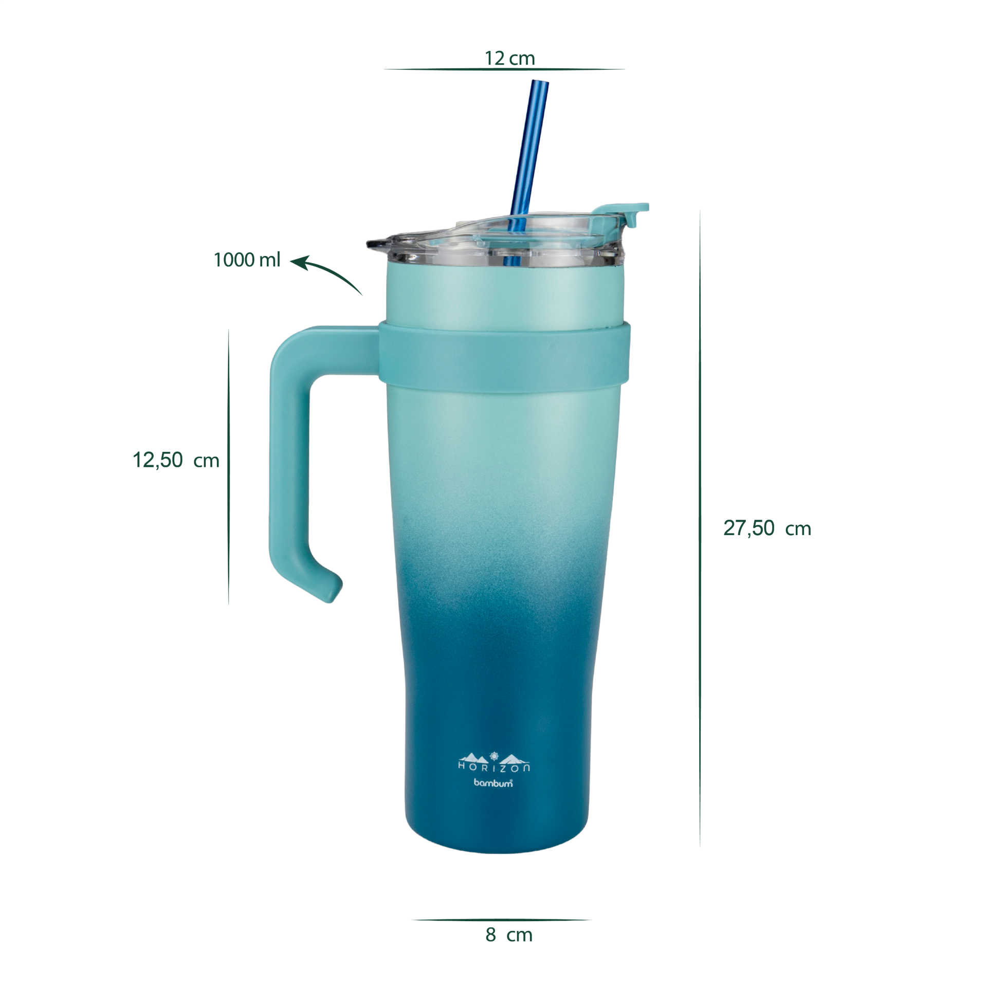 Horizon - Pipetli Termos Bardak Lacivert 1000ml