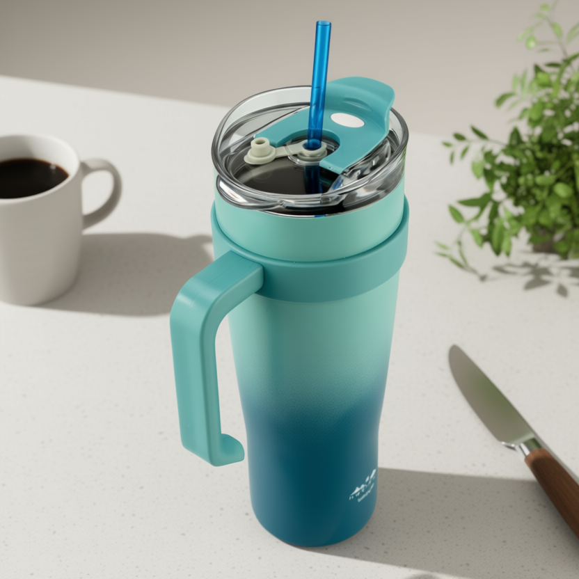 Horizon - Pipetli Termos Bardak Lacivert 1000ml