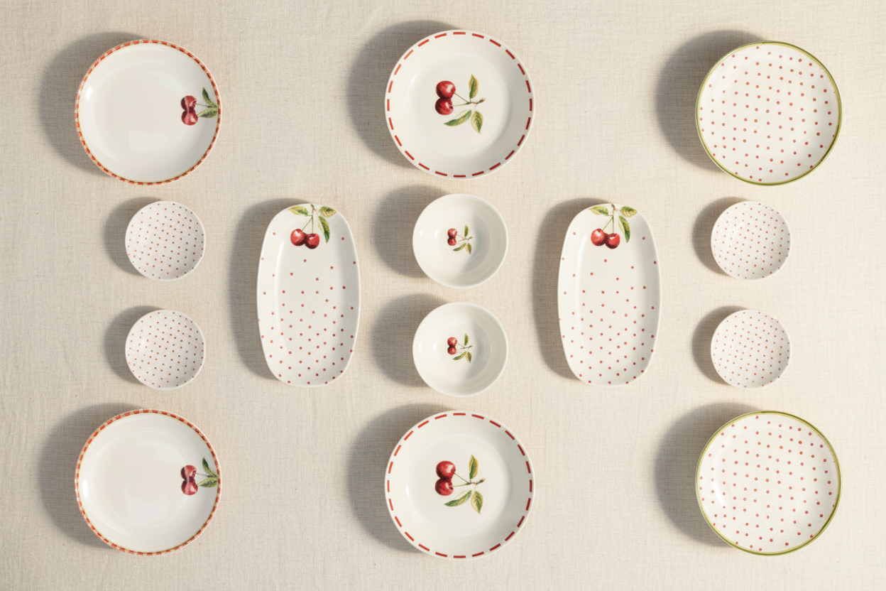 Moderna - 14 Parça Kahvaltı Takımı Cherry