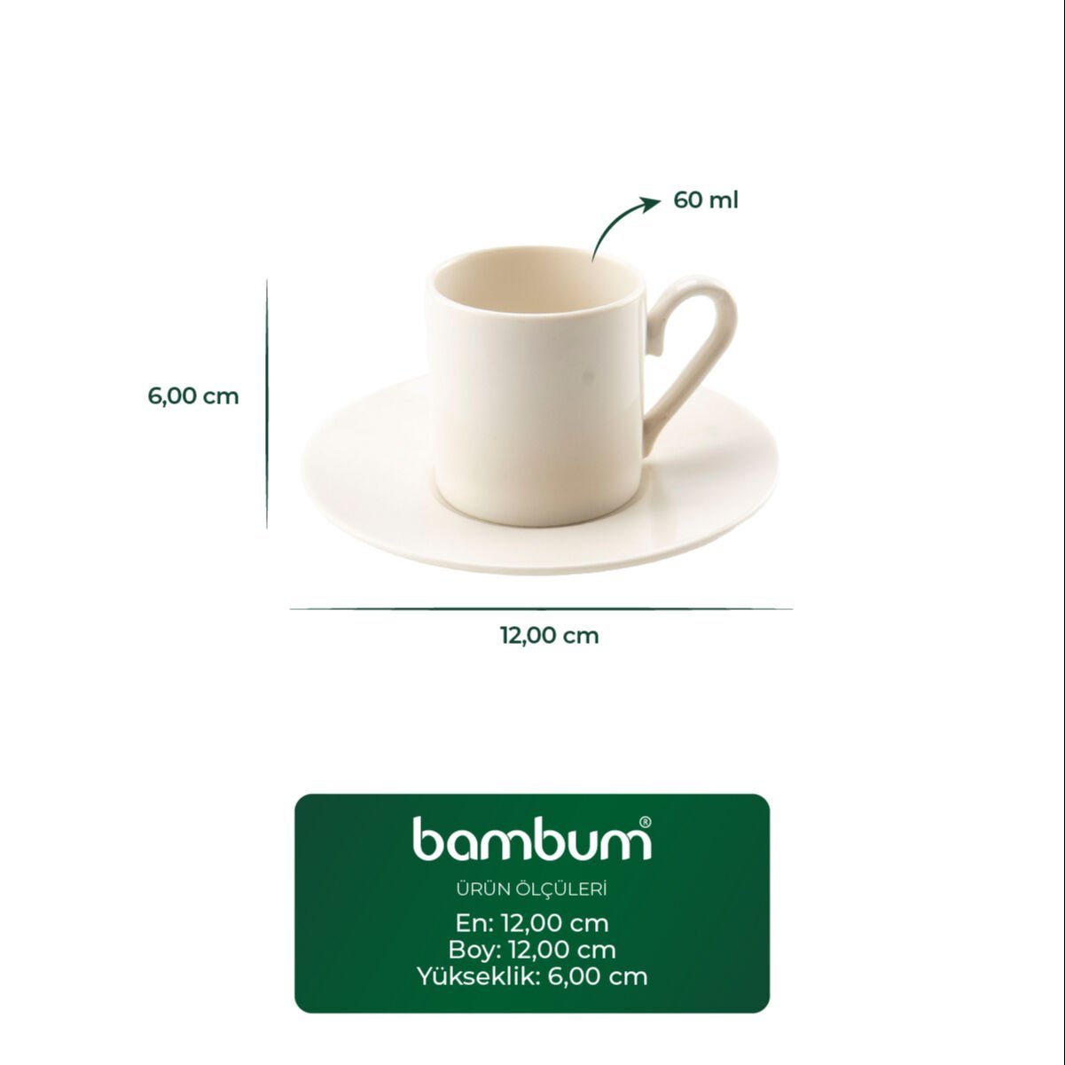 Naz - 6 Kişilik Kahve Fincan Takımı Sade