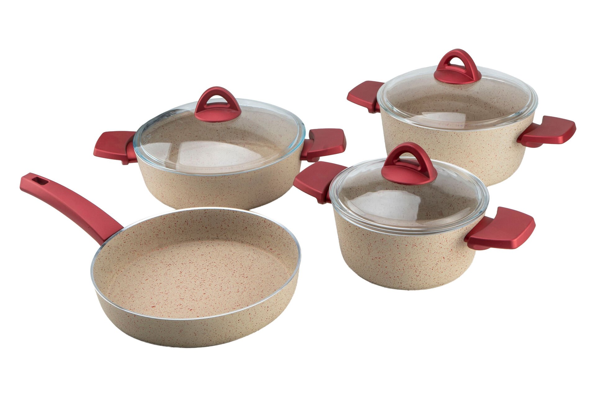 Pluto - 7 Parça Granit Tencere Seti Krem