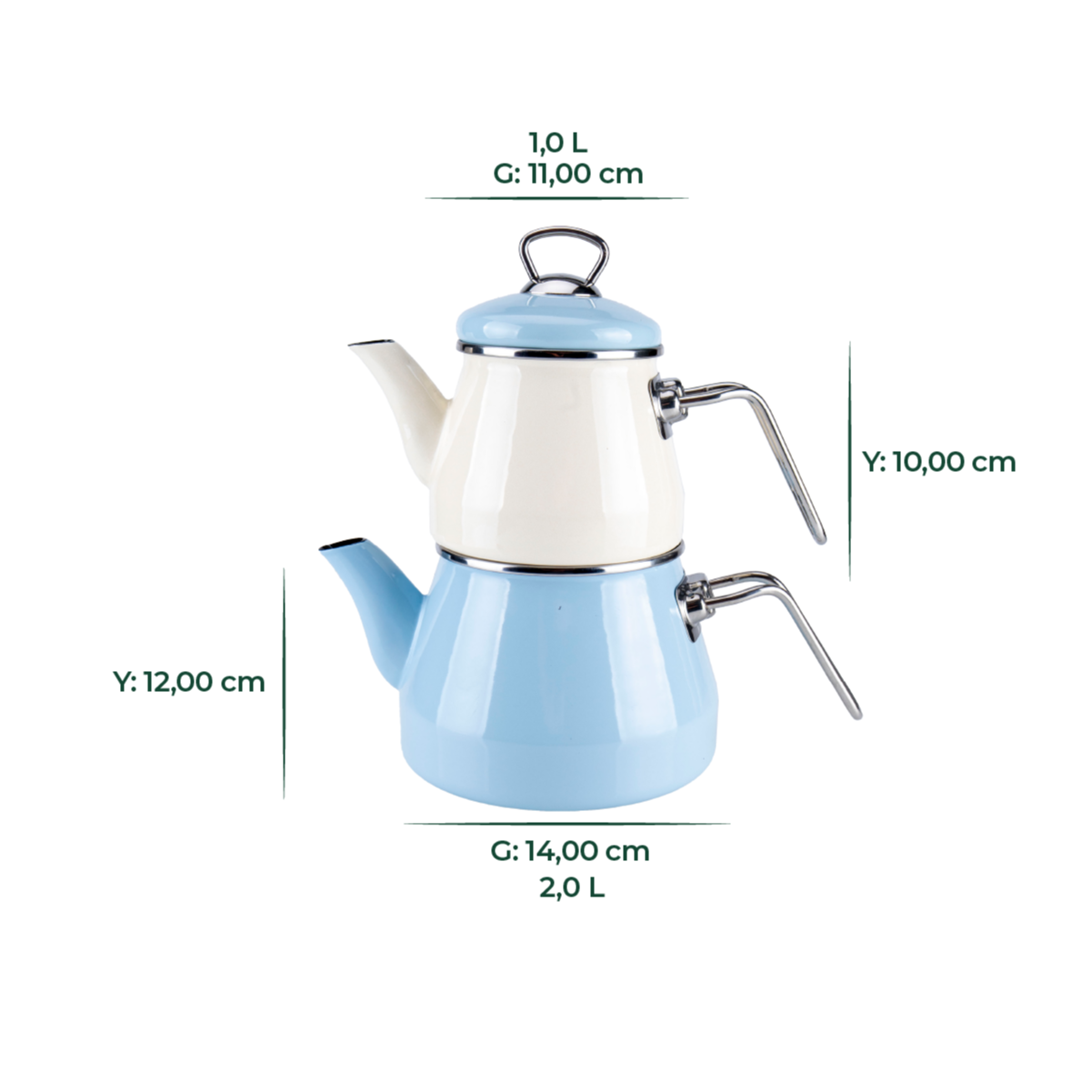 Lumino - Emaye Çaydanlık Takımı Mavi