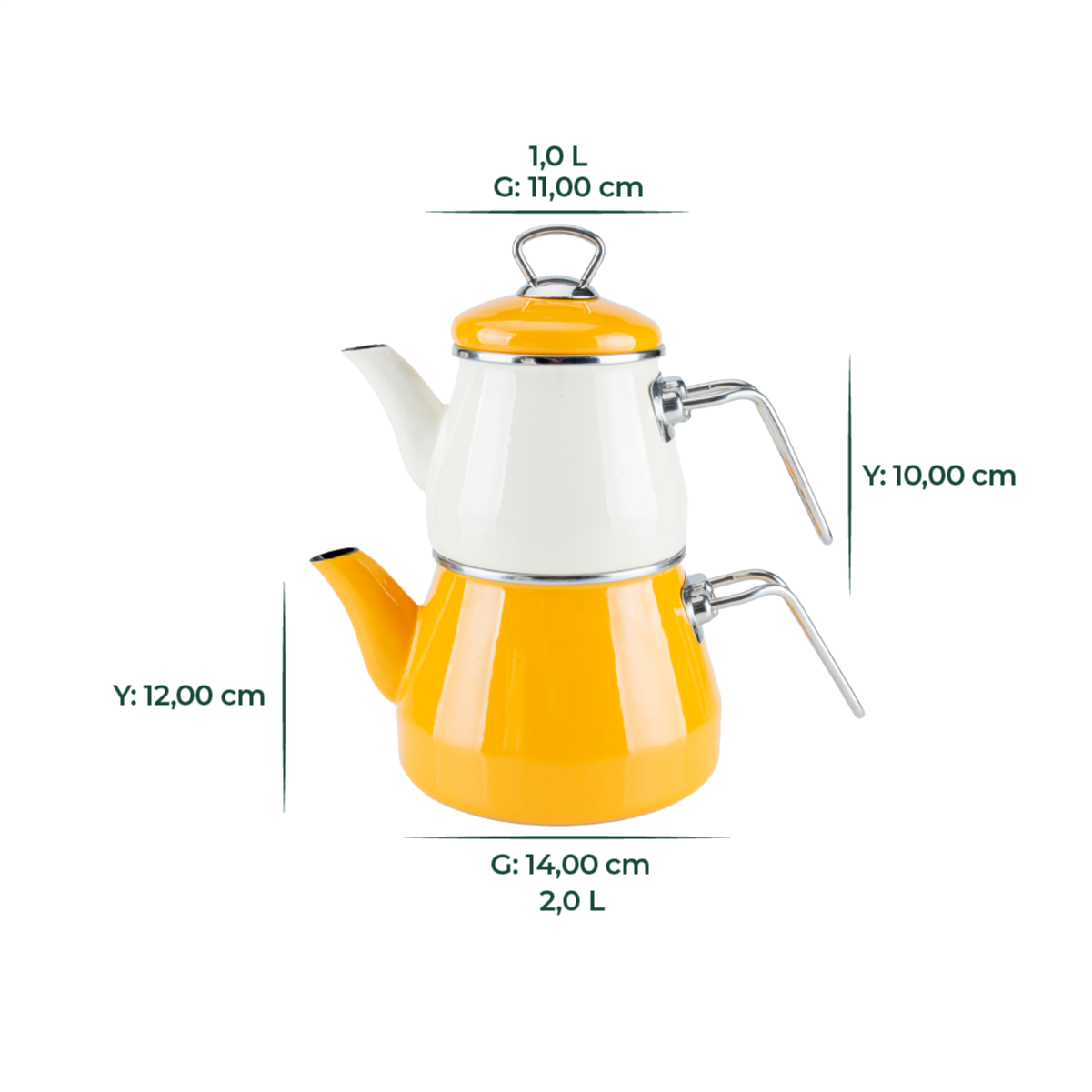 Lumino - Emaye Çaydanlık Takımı Hardal