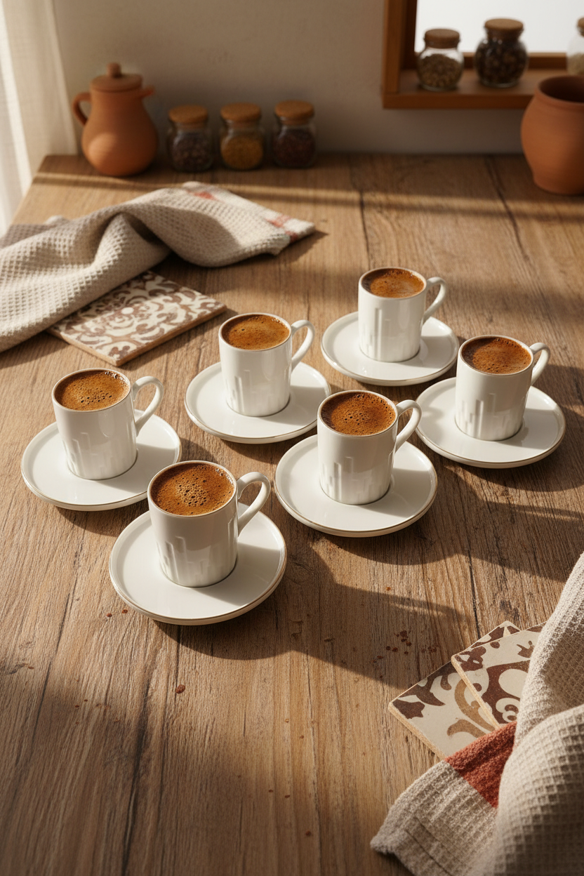 Tower - 6 Kişilik Kahve Fincan Takımı Altın