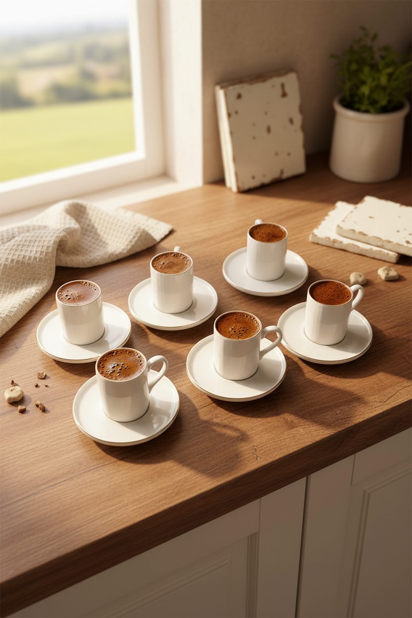 Lipa - 6 Kişilik Kahve Fincan Takımı Altın