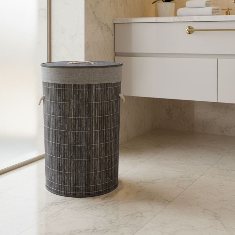 Linen - Çamaşır Sepeti Yuvarlak Gri