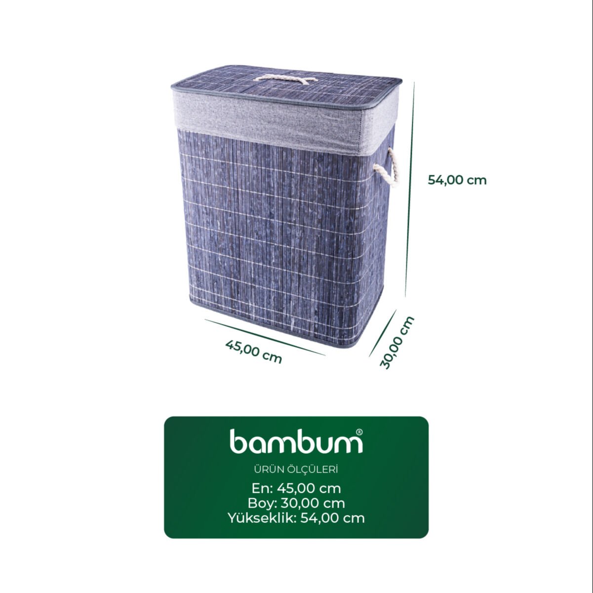 Linen - Çamaşır Sepeti Dikdörtgen Gri