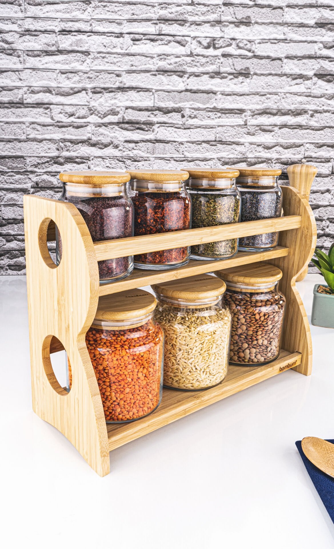 Bench - 8 Parça 2 Katlı Standlı Baharatlık Seti