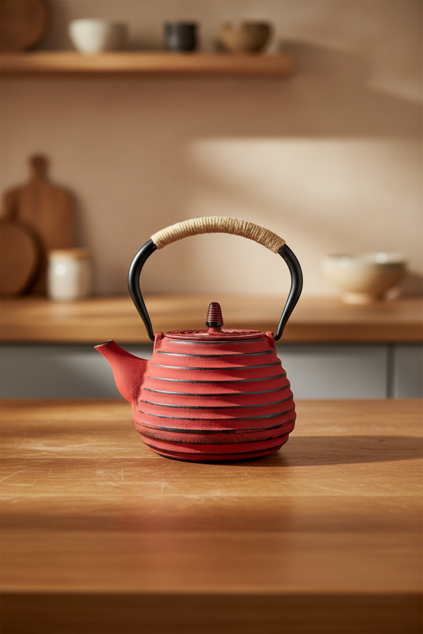 Armanno - Sümbül Döküm Demlik 900 ml Kırmızı