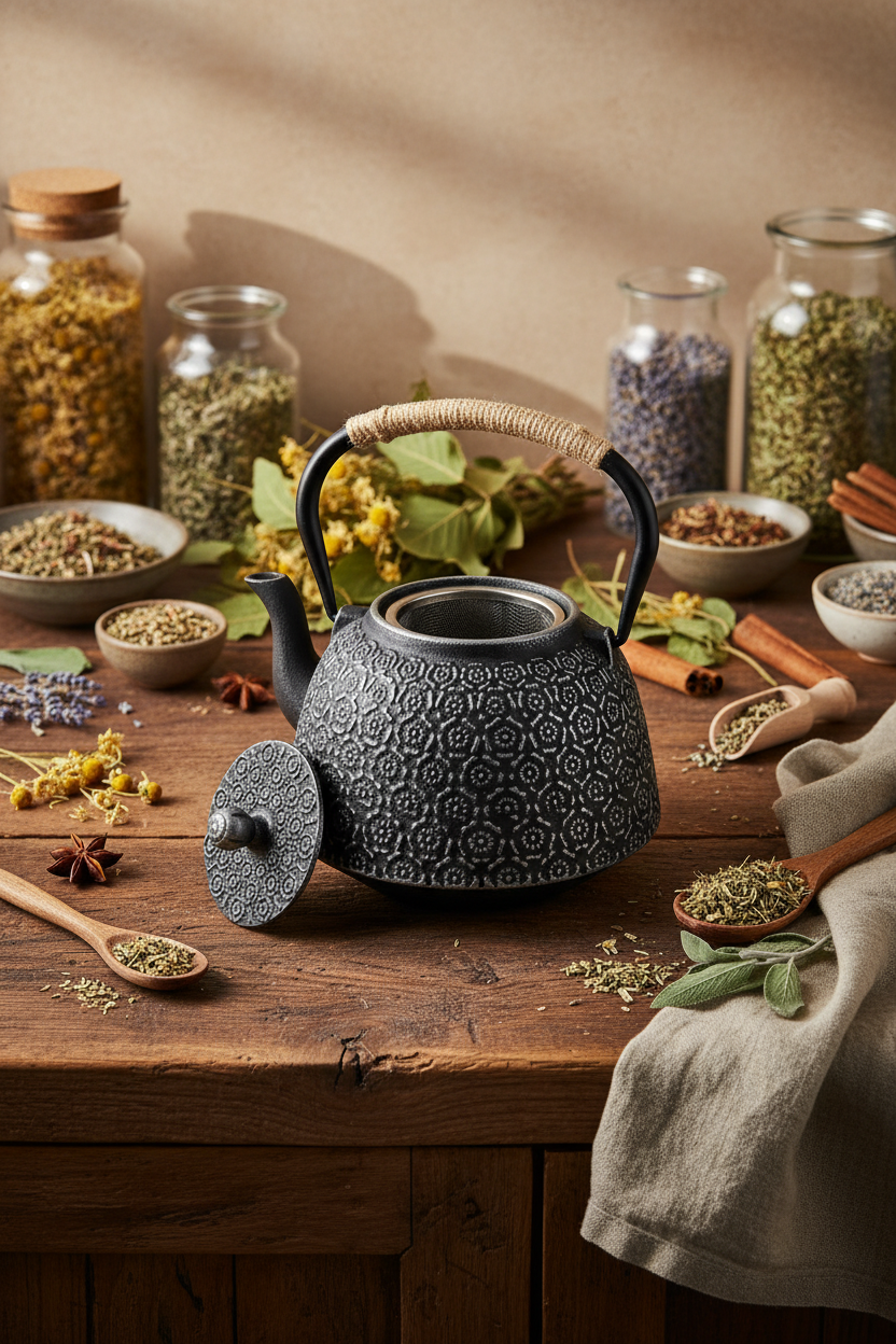 Armanno - Sümbül Döküm Demlik 1200 ml Gri