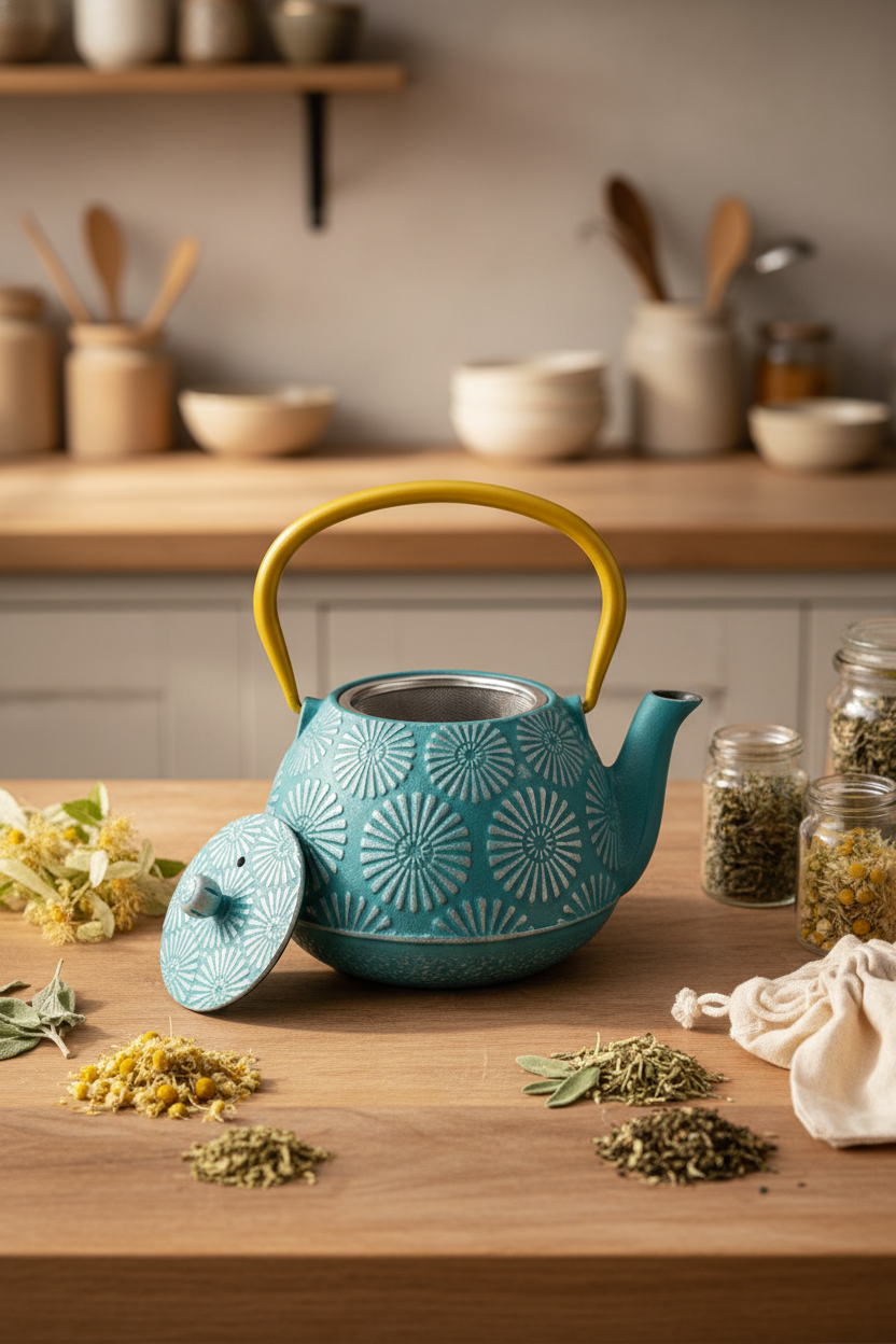 Armanno - Sümbül Döküm Demlik 1200 ml Yeşil